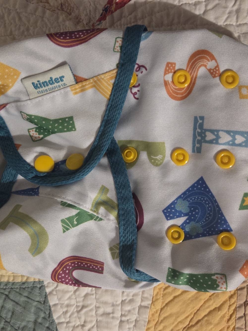 Kinder Cloth Diaper Cover with Colorful Alphabet Print Eco Friendly